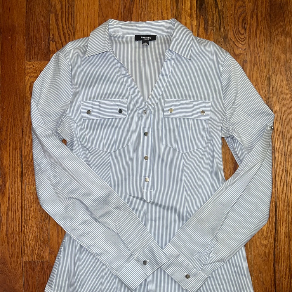 Premise Studio striped button down shirt